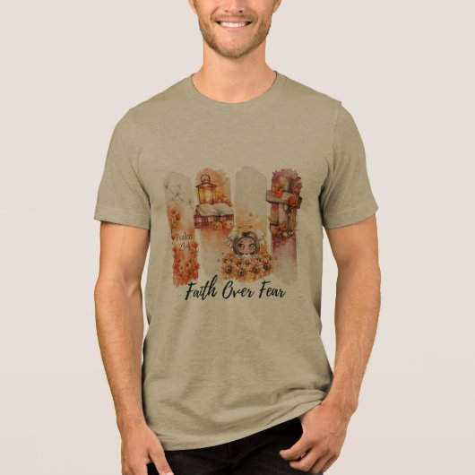 Geloof Boven Angst Psalm 23:4 Herfst T-shirt (Voorkant)