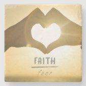 Geloof boven angst stenen drankviltje stenen onderzetter (Voorkant)