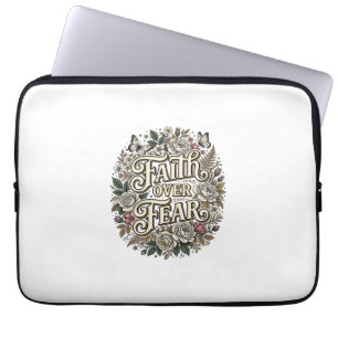 Geloof boven angst Vintage bloem vlinder Laptop Sleeve
