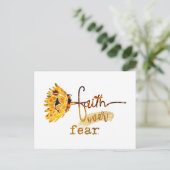 Geloof boven angst zonnebloem briefkaart (Staand voorkant)