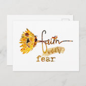 Geloof boven angst zonnebloem briefkaart (Voorkant / Achterkant)