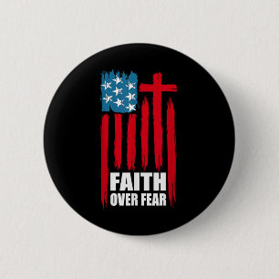 Geloof boven gebed voor Amerikaanse trots ons vlag Ronde Button 5,7 Cm