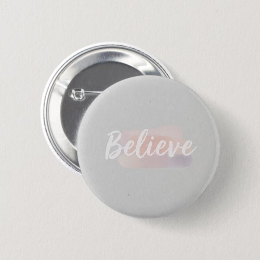 Geloof calligrafische tekst  ronde button 5,7 cm (Voorkant /achterkant)