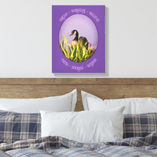 Geloof Canada Goose Irises Inspirerend Words Canvas Afdruk (Insitu (Slaapkamer))