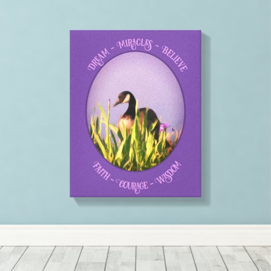 Geloof Canada Goose Irises Inspirerend Words Canvas Afdruk (Insitu (Houten vloer))