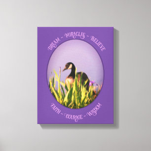 Geloof Canada Goose Irises Inspirerend Words Canvas Afdruk