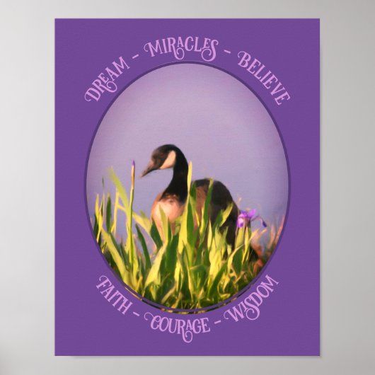 Geloof Canada Goose Irises Natuur Inspirerend Poster (Voorkant)