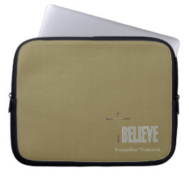 Geloof Christelijk Kruis Aangepaste Naam Dames Gou Laptop Sleeve