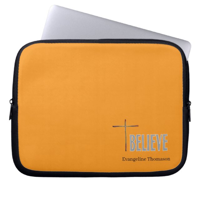 Geloof Christelijk Kruis Aangepaste Naam Dames Laptop Sleeve (Voorkant)