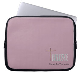Geloof Christelijk Kruis Aangepaste Naam Dames Laptop Sleeve