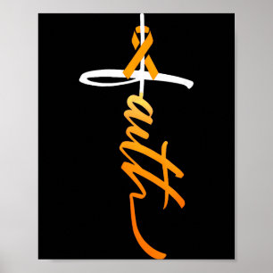 Geloof Christelijk Kruis Oranje Lint Ms Bewustzijn Poster