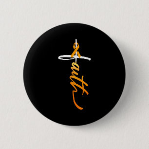 Geloof Christelijk Kruis Oranje Lint Ms Bewustzijn Ronde Button 5,7 Cm