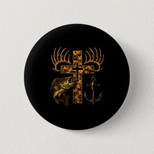 Geloof Christelijke Camo Kruis Voor Vissers En Jag Ronde Button 5,7 Cm
