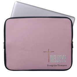 Geloof Christelijke Cross Custom Name Dames Laptop Sleeve