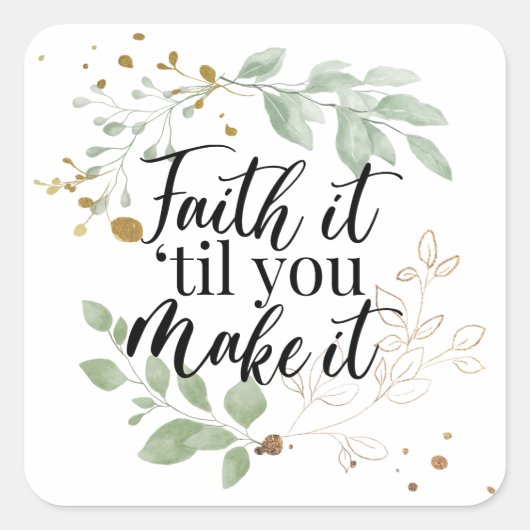 Geloof Christelijke Schrift Eucalyptus groen Vierkante Sticker (Voorkant)