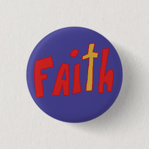 Geloof Christelijke Woordkunst met Kruis Ronde Button 3,2 Cm