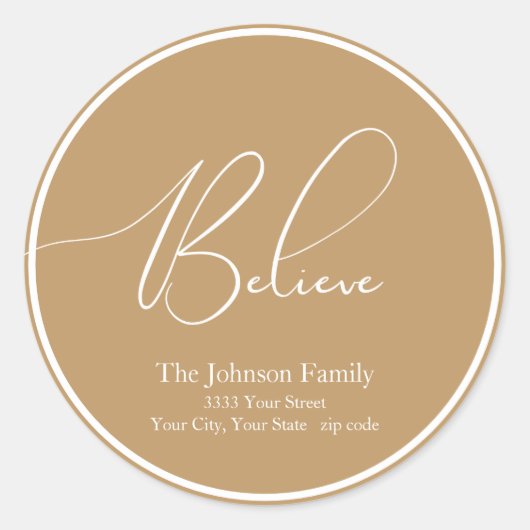 Geloof Christmas Round Gold retour adreslabel Ronde Sticker (Voorkant)