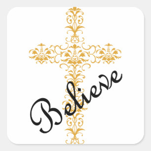 Geloof Cross Vierkante Sticker