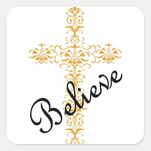 Geloof Cross Vierkante Sticker (Voorkant)