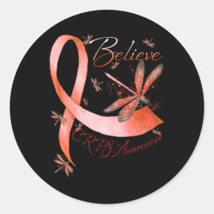 Geloof CRPS Bewustzijn Oranje lint libel liefde Ronde Sticker