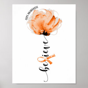 Geloof CRPS Bewustzijn Oranje Ribbon Flower Lovers Poster