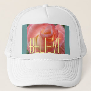 GELOOF Dames truckershoeden Roze Roos Bloem Trucker Pet