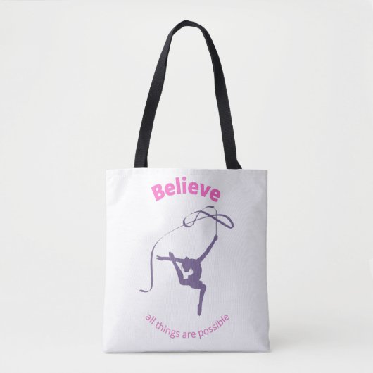 Geloof dat alles mogelijk is met ritmische gymnast tote bag (Voorkant)