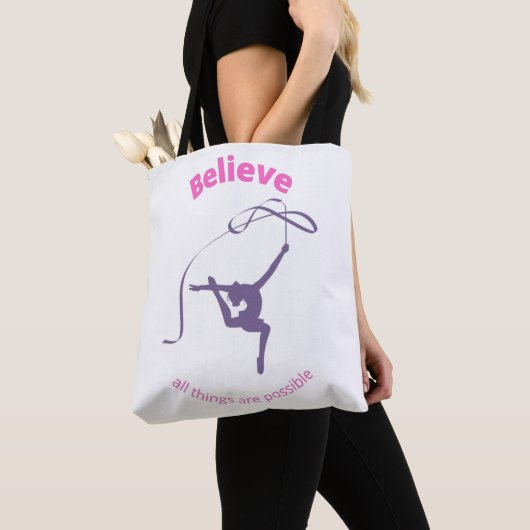 Geloof dat alles mogelijk is met ritmische gymnast tote bag (Dichtbij)