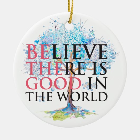 Geloof dat er een goede blauwe bloeiende boom is keramisch ornament (Voorkant)