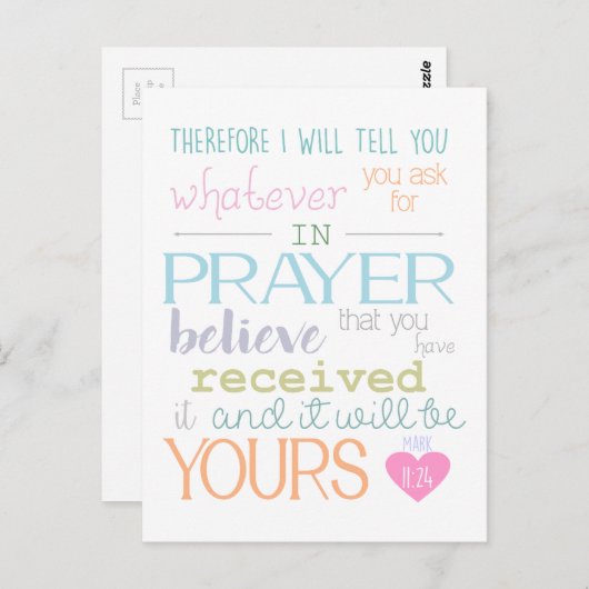 geloof dat het geloof in het gebed 11:24 tweekleur briefkaart (Voorkant / Achterkant)