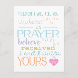 geloof dat het geloof in het gebed 11:24 tweekleur briefkaart