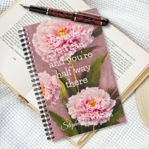Geloof dat je inspiratie kunt putten uit roze anje notitieboek