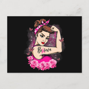 geloof dat roze ribbon sterke vrouwen borstkanker  briefkaart