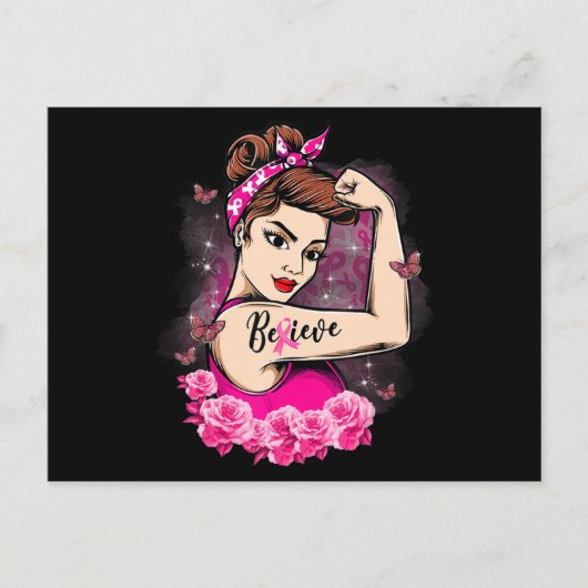 geloof dat roze ribbon sterke vrouwen borstkanker  briefkaart (Voorkant)