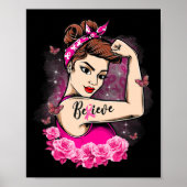 geloof dat roze ribbon sterke vrouwen borstkanker poster (Voorkant)