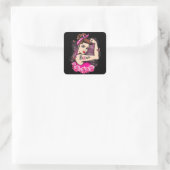 geloof dat roze ribbon sterke vrouwen borstkanker vierkante sticker (Tas)