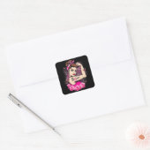 geloof dat roze ribbon sterke vrouwen borstkanker vierkante sticker (Envelop)
