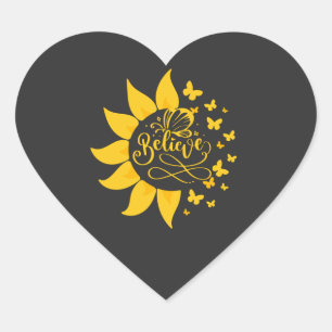 geloof dat zonnebloem blij T-Shirt Classic Rou Hart Sticker