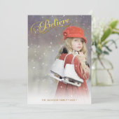 GELOOF de Gouden Foto van de Vakantie van de Folie Feestdagenkaart (Staand voorkant)