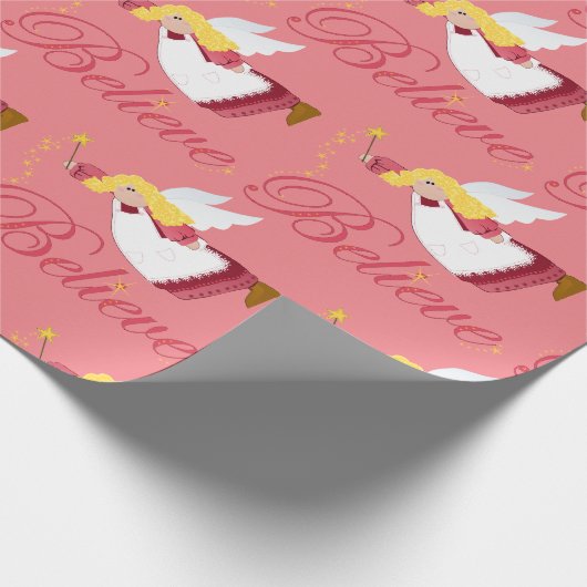 Geloof de kerstengel cadeaupapier (Hoek)