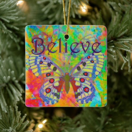 Geloof de kleurrijke vlinder keramisch ornament (Boom)