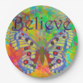 Geloof de kleurrijke vlinder papieren bordje (Voorkant)