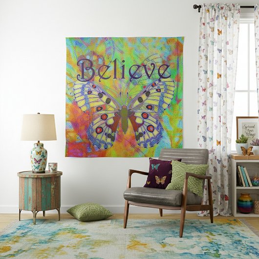 Geloof de kleurrijke vlinder wandkleed