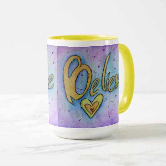 Geloof de Mok van het Inspirerend Word Art Coffee  (Voorkant rechts)