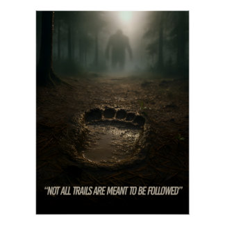 Geloof de tekenen: Bigfoot Footprint Forest Poster