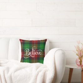Geloof Decoratief White Script Red Green Tartan Kussen