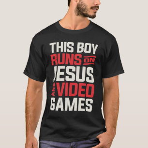 Geloof Deze jongen loopt op Jezus & Videogames T-shirt
