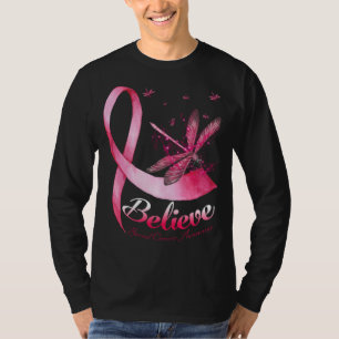Geloof Dragonfly Pink Ribbon Breast Cancer Awaren T-shirt