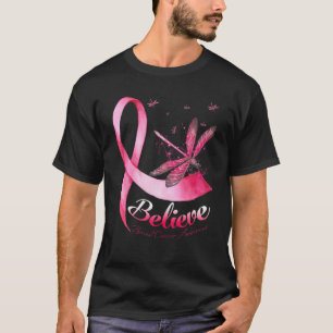 Geloof Dragonfly Pink Ribbon Breast Cancer Awaren T-shirt