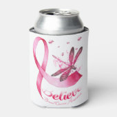 Geloof Dragonfly roze lintblaaskanker Blikjeskoeler (Blikje Voorkant)